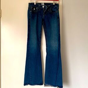 True Religion “Joey” Jeans. Size 28. Boot cut, saddle stitch